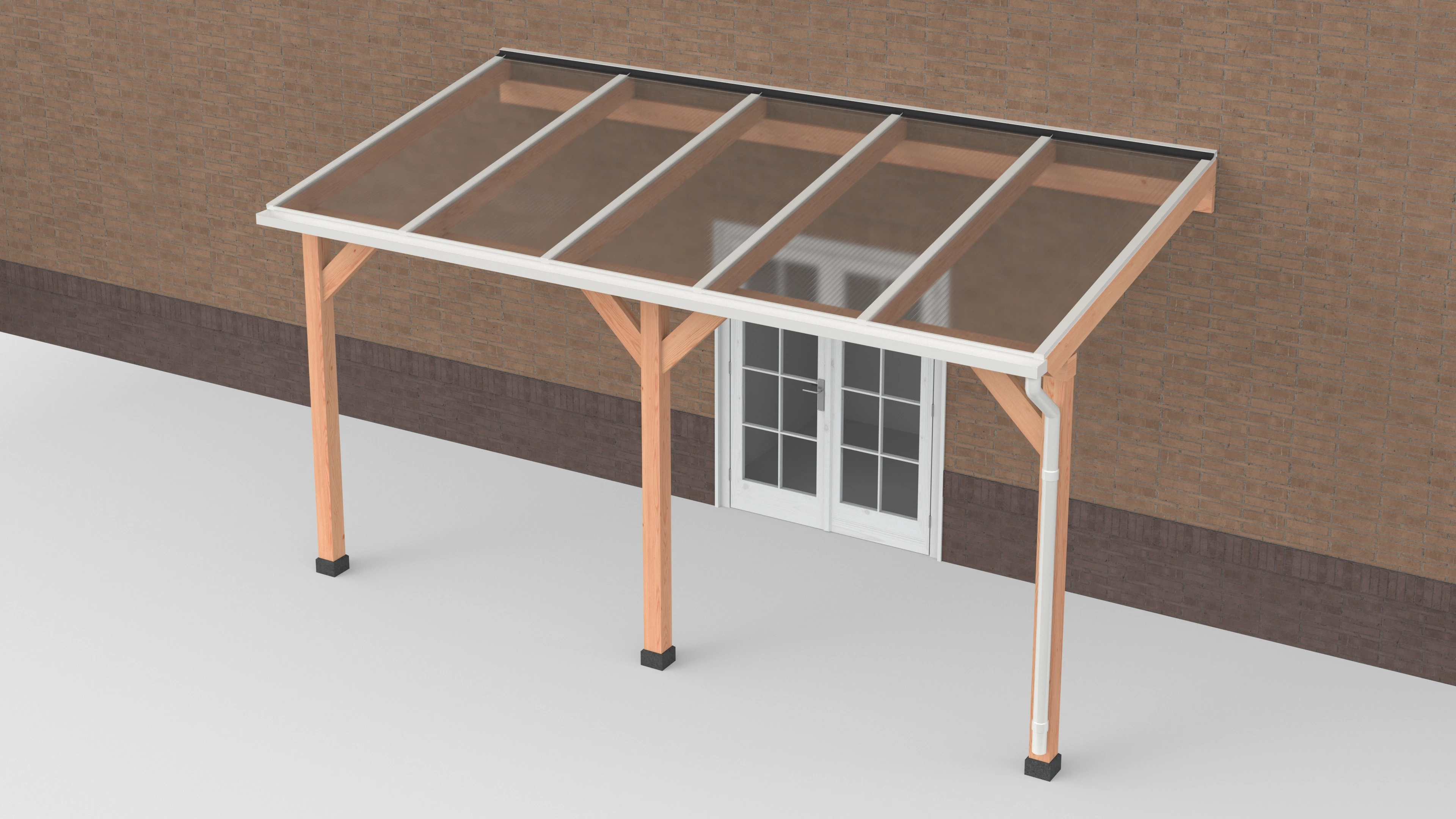 Douglas Terrasoverkapping Geschaafd Wit Polycarbonaat Helder 500 x 250 cm - Afbeelding 1